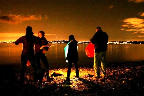 Launching my wish for the future, with husband and friends Z., J. and D. Thanksgiving, 2010.
